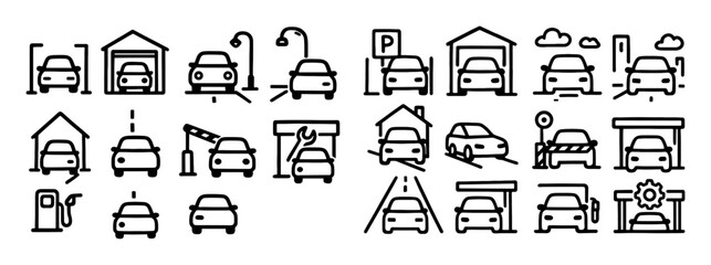 Fototapeta premium Car Security Doodle Icons