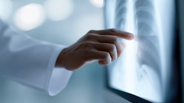 healthcare professional analyzing x-ray on screen