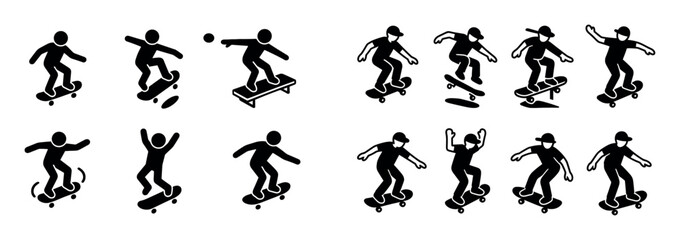 Skateboarding Icons Grid