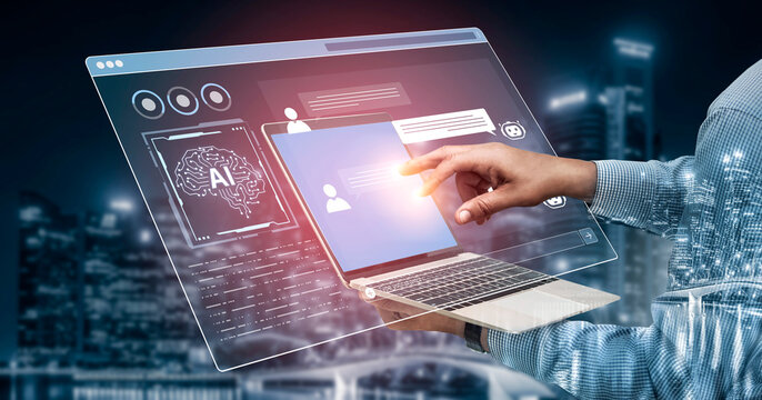 A user interface of a conversational AI platform. A user interacts with an intelligent chatbot by typing prompts to receive support and information from the digital brain. Fermion