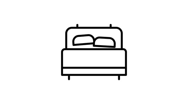 Animated double bed icon bouncing on white background