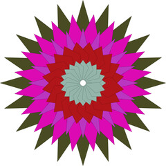 Colorful geometric pattern resembling a flower or mandala design art
