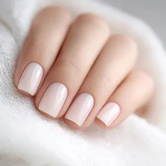 Fotobehang Nagelstudio close-up of clean nails and soft hands, manicure style  © nanskyblack