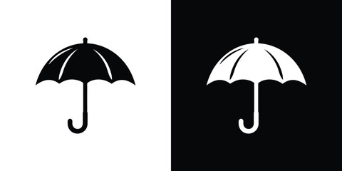 Duotone Umbrella Open Symbol Black on White and White on Black Graphics © Md Mamun