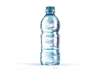 Fototapeta premium Pure H2O: A close-up shot of a transparent plastic water bottle, elegantly filled with pure, refreshing water, showcasing clarity and essential hydration.