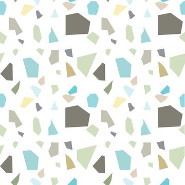 Modern Terrazzo Seamless Pattern - Minimalist Abstract Mosaic Texture with Pastel Shapes. Seamless pattern.