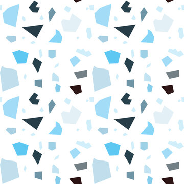 Blue terrazzo background. Seamless pattern. Set of different marble surface. Vector illustration.
