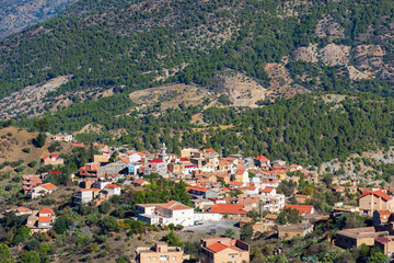 Fototapeta premium A scenic view of a mountain village called Guenzet in northern Algeria.