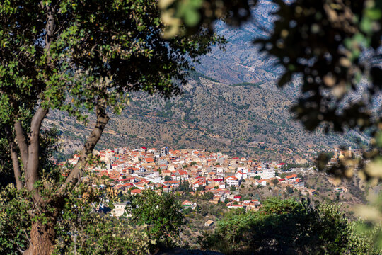 A scenic view of a mountain village called Guenzet in northern Algeria.