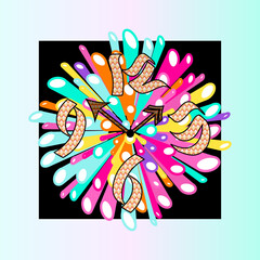 Vibrant Abstract Clock Illustration with Dynamic Splashes