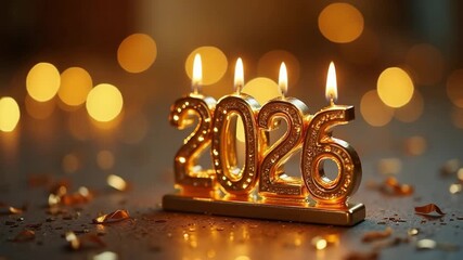 Golden 2025 candles on festive new year background, glowing numbers, concept of celebration brands and holiday marketing. - Powered by Adobe