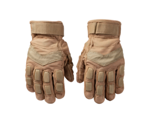 Tactical military gloves on transparent background