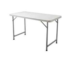White folding table for events and parties on transparent background