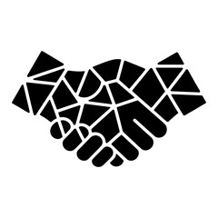 silhouette of handshake made of geometric mosaic shapes symbolizing unity partnership and business agreement