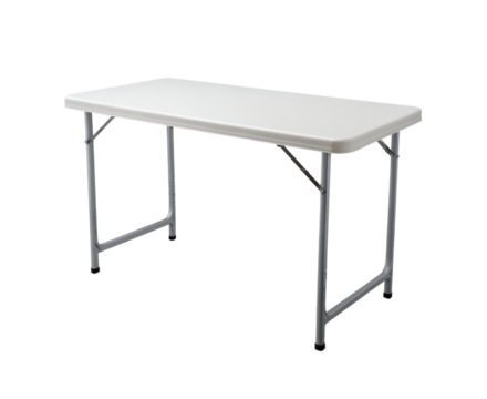 White folding table for events and parties on transparent background