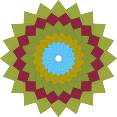 Colorful Square Layered Mandala Design with Center White Circle Abstract Illustration