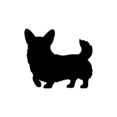 Pembroke welsh corgi silhouette vector flat illustration design.