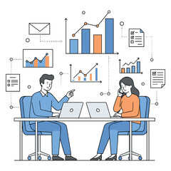 Data Workflow Communication vector illustration