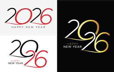 

Modern Happy New Year 2026 Vector Illustration, High Resolution Vector art, Stylish, Elegant, Simple,