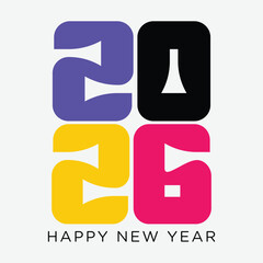 

Modern Happy New Year 2026 Vector Illustration, High Resolution Vector art, Stylish, Elegant, Simple,