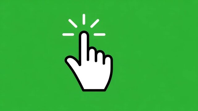 White Hand Cursor Clicking on Green Background pointer