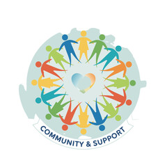 Diverse People Holding Hands in Circle Forming a Heart Shape Symbolizing Unity Community and Support with Gentle Gradient Colors on Light Blue Background