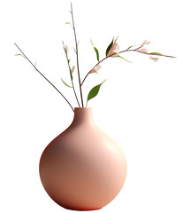 green plant in a vase, isolated background.