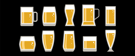 Beer Mug Vector Illustration Set in Flat Style