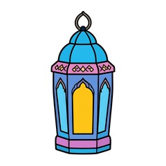 Colorful illustrated lantern with intricate detailing, ideal for design