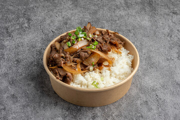 Classic Japanese Gyudon Beef Rice.