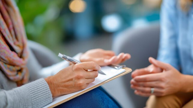 Therapist closing session with next-week intention setting, self care, planning, continuity, mental health, progress, structure, with copy space