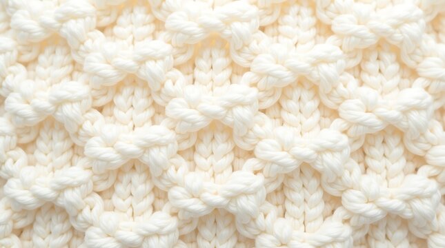 A soft, natural off-white wool/cashmere blend chunky knit texture: Seamless repeating pattern with highly defined stitches and large gaps, presented as a clean, minimalist, top-down view for commercia