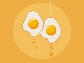 A visually appealing image of two fried eggs with vibrant yolks, situated against a cheerful yellow background, symbolizing comfort food and sunny mornings.
