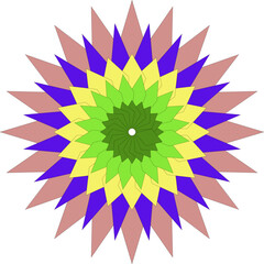 Geometric Mandala Design with Vibrant Colors and Triangular Shapes Illustration