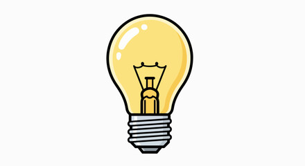 Bright Idea Glowing Light Bulb Illustration - Simple Cartoon Concept