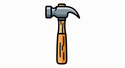 Essential Carpenter's Tool: Stylized Claw Hammer with Wooden Handle
