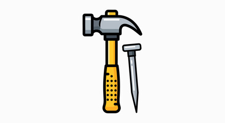 Essential Claw Hammer and Nail Icon for Building, Repair, and Home Improvement Projects