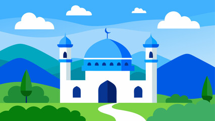 Naklejka premium Illustration of a mosque with blue dome