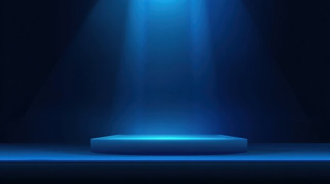 Clean dark blue vector background, simple light blue platform bottom, game show aesthetic.