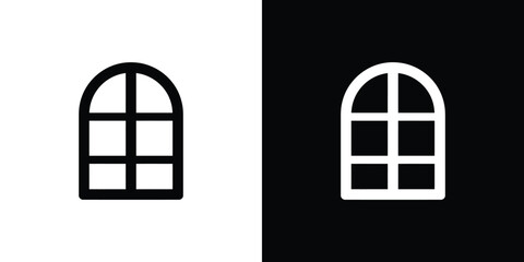 Black White Window Icon Arched Shape Simple Minimalist Style Element