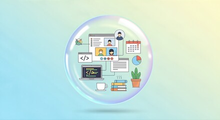 Digital Workspace: Remote Work and Collaboration Inside a Bubble Concept