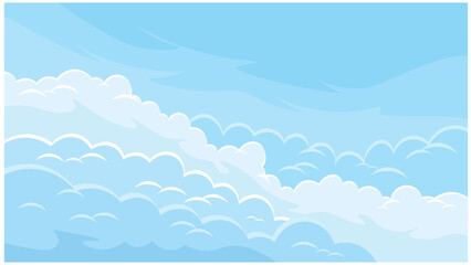 Blue sky with soft white clouds cartoon vector illustration background for weather or nature design © Vector Saman
