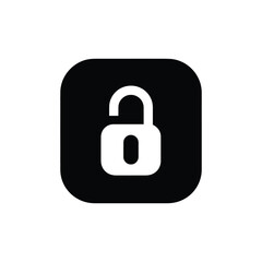 Unlocked Padlock White on Square with Rounded Corners, Security Black Icon
