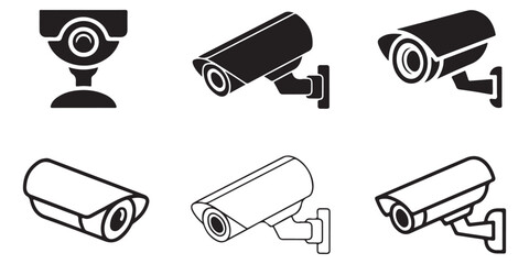 security camera icons silhouette © MSTROUJATOUS