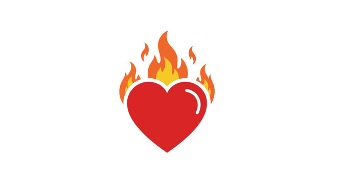 Burning Love Heart Graphic Illustration
