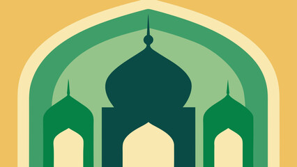 Abstract mosque design with green shades