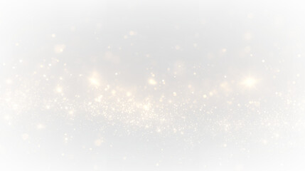 Gold shine sparkle glitter wave light particles on a transparent background. Golden glowing dust texture with bright luxury glow, radiant luminous holiday magic celebration overlay