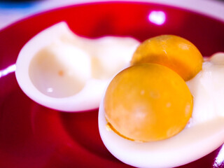 Perfectly plated hard-boiled eggs offer a healthy, vibrant breakfast or snack, ready for a nutritious meal or culinary creation, promising freshness and taste