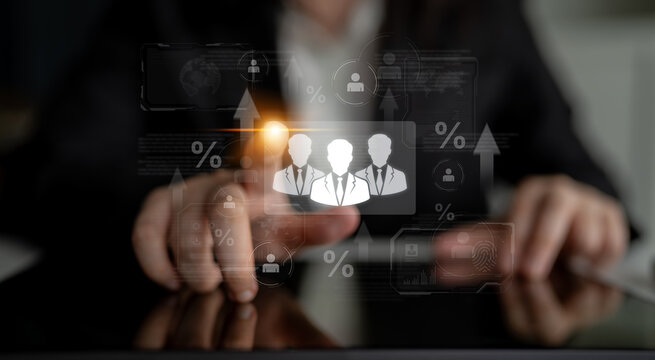 Concept of human resources metrics and workforce analytics. The data shows employee team performance, professional development, and overall business growth and success. Fermion