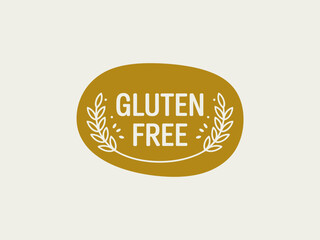 This image features a gluten-free label with decorative elements, ideal for food products catering to dietary restrictions or health-conscious consumers.